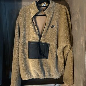 Nike Tan and Black Zip Up Sweater